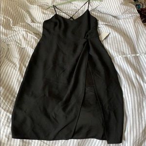 Black Strapped Dress with Slit